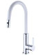 Sparke Pearl Kitchen Faucet Counter with Pull-Out Spray White