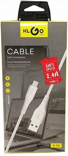 KLGO S-96 USB 2.0 Cable USB-C male - USB-A Λευκό 1m
