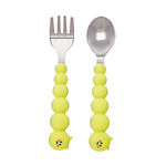 Melii Baby Set with Fork Caterpillar made of Silicone for 12+ months Yellow 2pcs