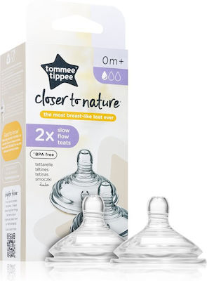 Tommee Tippee Closer To Nature Silicone Baby Bottle Teats Slow Flow for 0+ months 2pcs