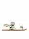 Women's Flat Sandals with Strap in Silver Color