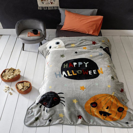 Nima Samt Kinderdecke Happy Halloween Graue 160x220cm