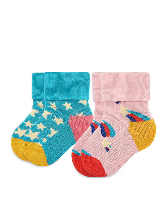 Happy Socks Παιδικές Κάλτσες Μακριές Shooting Star Πολύχρωμες 2 Ζευγάρια
