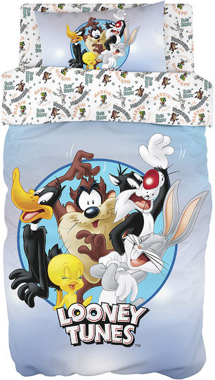 Beauty Home Σετ Παιδικό Πάπλωμα Μονό με Μαξιλαροθήκη Looney Tunes Γαλάζιο 160x240εκ.