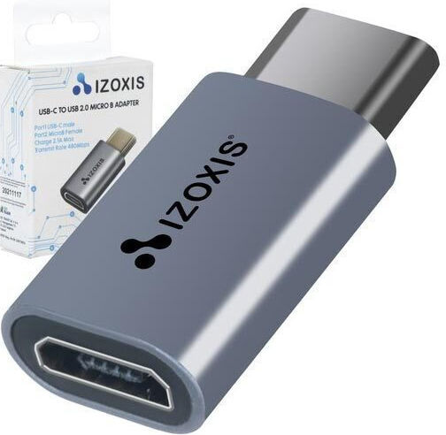 Izoxis Izoxis Конвертор USB-C мъжки към micro USB женски Сребрист 1бр