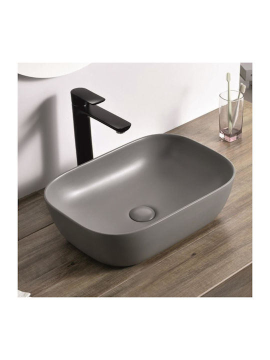 Inter Ceramic ICB 887G Επικαθήμενος Νιπτήρας Πορσελάνης 45.5x32.5x13.5cm Γκρι