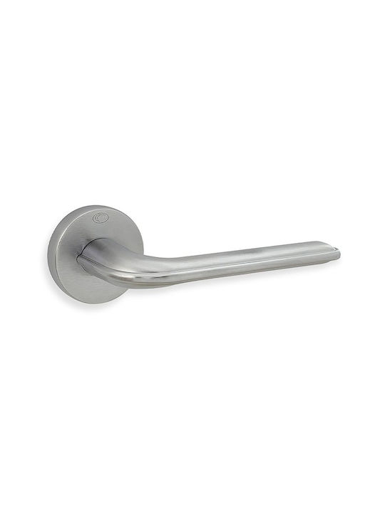 Convex Lever Middle Door with Rosette 2415 Pair Silver