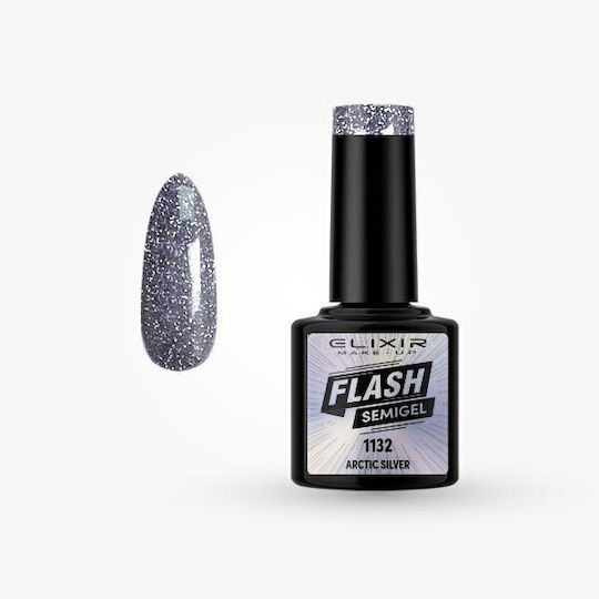 Elixir Хибриден Лак за Нокти 1132 Arctic Silver с Glitter 8мл 1бр