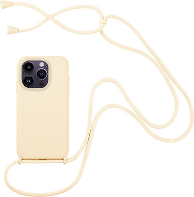 Sonique Carryhang Back Cover Silicone 0.5mm with Strap Beige (iPhone 14 Pro Max)