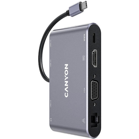 Canyon USB-C Docking Station with HDMI 4K PD Ethernet Gray (CNS-TDS14)