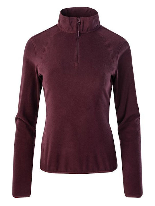 Iguana Vilos Women's Athletic Blouse Long Sleeve with Zipper Burgundy