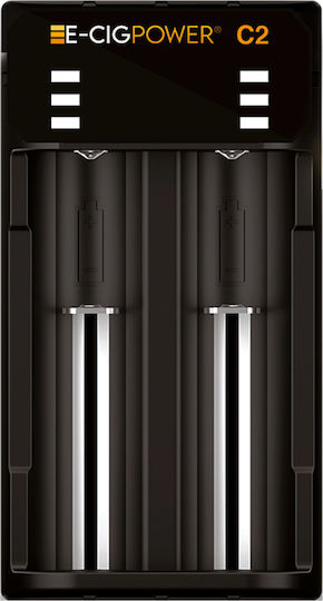 E-Cig Power E-Cig Power C2 USB Φορτιστής 2 Μπαταριών Li-ion Μεγέθους 18650/16340