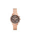 Fossil Γυναικείο Ρολόι 36mm Χρονογράφος Μπαταρίας με Ροζ Χρυσό Μεταλλικό Μπρασελέ
