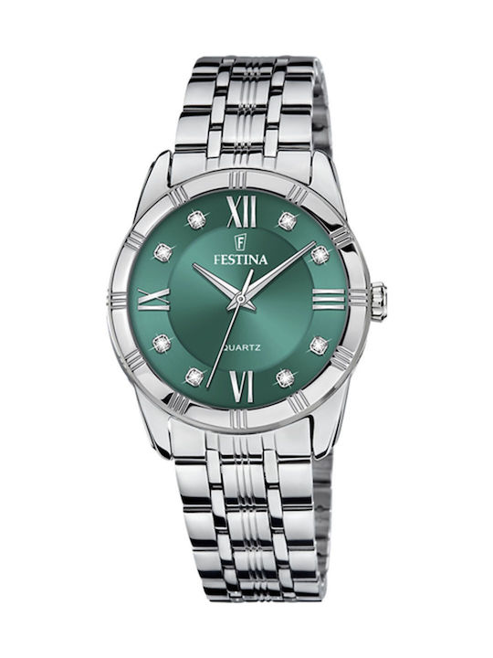 Festina Γυναικείο Ρολόι 30mm Μπαταρίας με Ασημί...