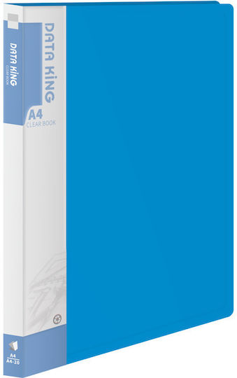 Data King Clipboard Flexible with 10 plastic sleeves Slides for Paper A4 Blue 1pcs