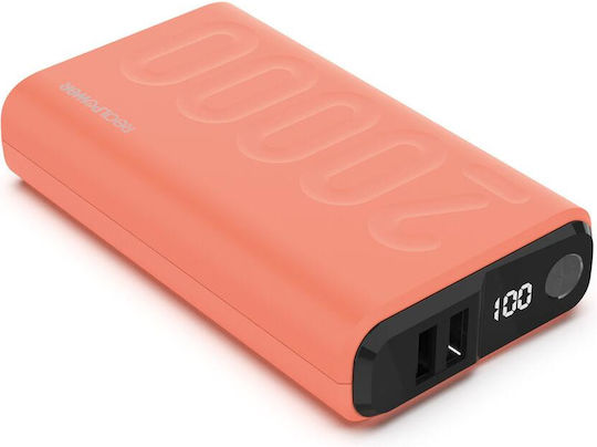 RealPower PB-20000PD+ Външна батерия 20000mAh с 2 USB-A порта и USB-C порт с технология Power Delivery в оранжев цвят