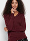 Funky Buddha Women's Long Sleeve Sweater Cotton RedWine