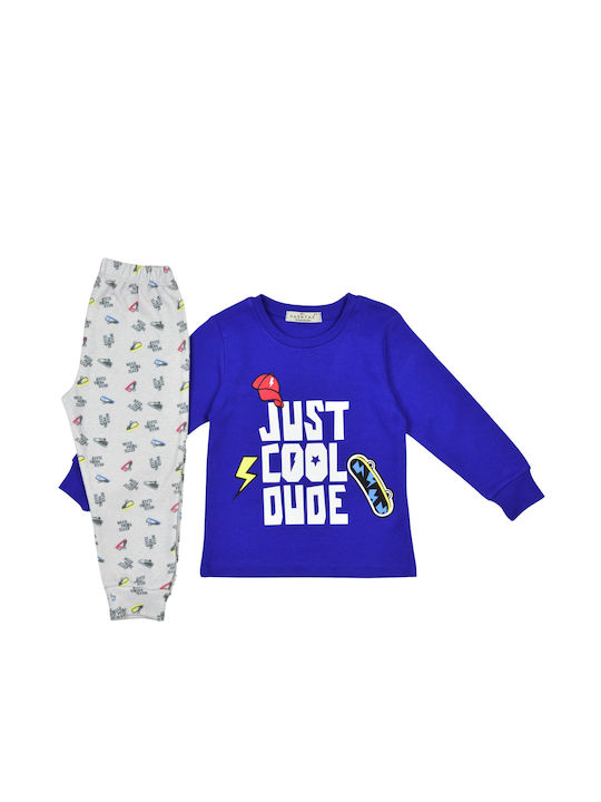 Hashtag Set Top & Bottom Kids Winter Cotton Pyjamas Blue