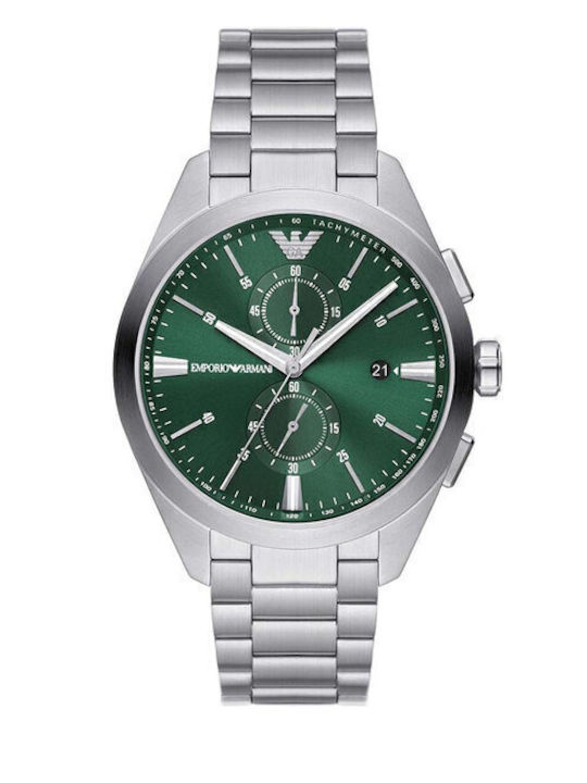 Emporio Armani Claudio Men's Watch 43mm Chronograph Battery with Silver Metal Bracelet