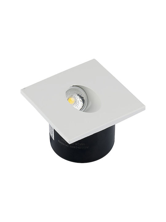 V-TAC Square Metallic Recessed Spot with Integrated LED and Natural White Light White