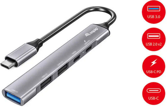 Equip Hub 5 Θυρών USB 3.0 με σύνδεση USB-C Ασημί