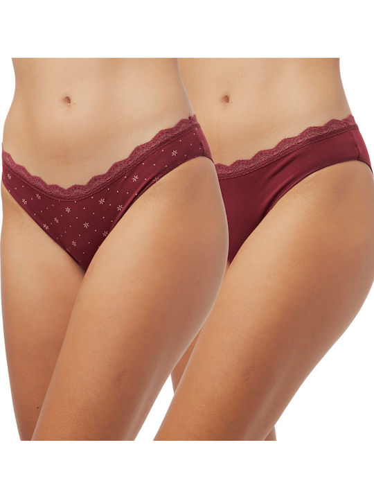 Minerva Fimelle Femei Slip 2Pack cu Dantelă Bur...