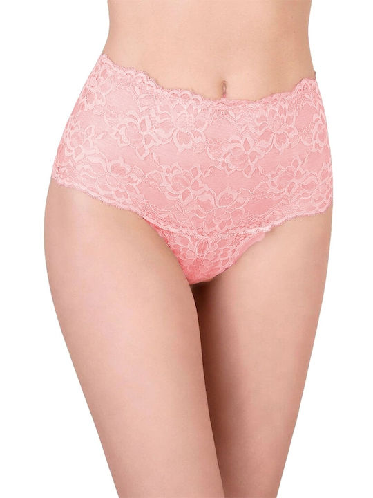 Milena by Paris High-waisted Women's Brazil with Lace Pink