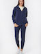Women's Sweatshirt Jacket Hooded Navy Blue