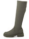 Synthetic Leather Women's Boots with Zipper Khaki