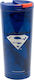 Stor Superman Symbol Glass Thermos Stainless Steel 425ml Blue with Mouthpiece