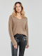 Damen Langarm Pullover mit V-Ausschnitt Dark Grey