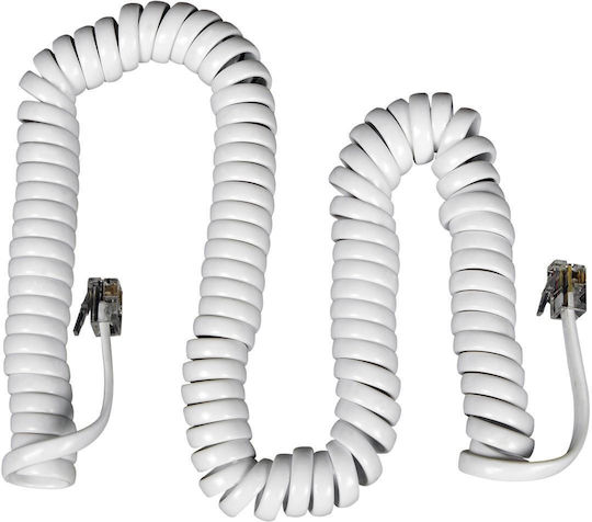 VK Lighting Σπιράλ Τηλεφωνικό Καλώδιο RJ10 4P4C 8m Λευκό (16081-046639)