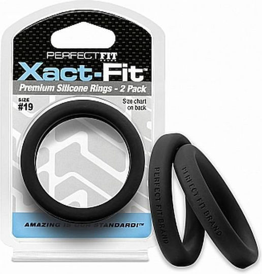 Perfect Fit Brand Xact-Fit Cock Ring Cock Silicon Negru 2buc