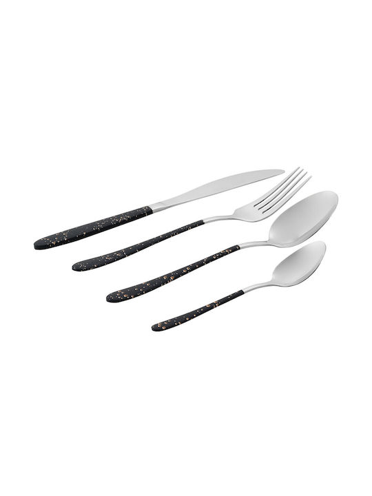 Salter 16-Piece Stainless Steel 18/10 Gold Marble Cutlery Set