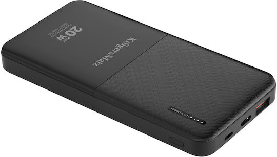 Kruger & Matz KM0904 Външна Батерия 10000mAh 20W с USB-A Изходен Порт и USB-C Изходен Порт Power Delivery / Бързо Зареждане Черна