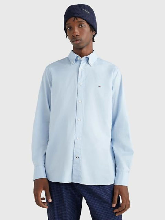Long-sleeved Cotton Shirt Light Blue