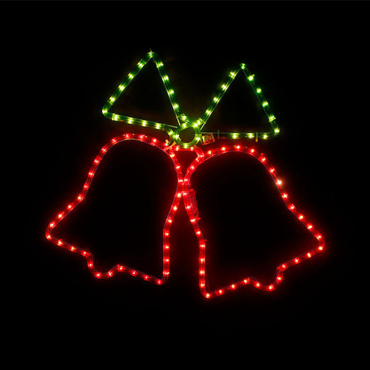 Aca Weihnachtlicher Kunststoff Lichtschlauch in Form von Glocke Rot Glocke Rot 55x55cm Double Bells