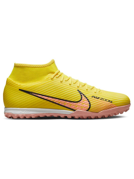 Nike Zoom Mercurial Superfly 9 Academy TF Ψηλά Ποδοσφαιρικά Παπούτσια με Σχάρα Yellow Strike / Coconut Milk / Doll / Sunset Glow