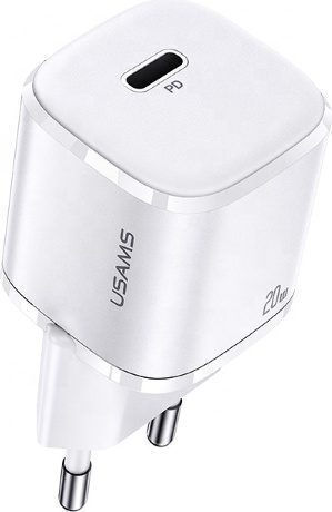 Usams Φορτιστής Χωρίς Καλώδιο με Θύρα USB-C 20W Power Delivery Λευκός (T36 Mini)