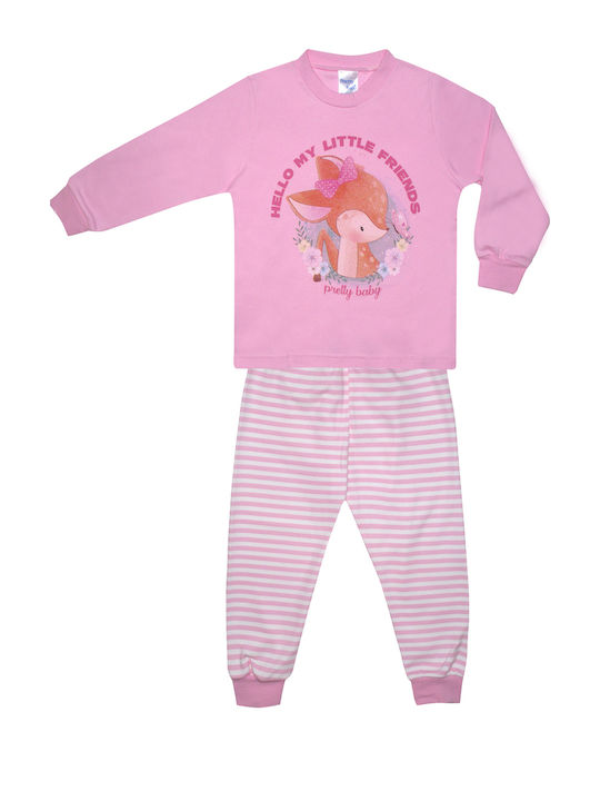 Pretty Baby Set Top & Bottom Kids Winter Cotton Pyjamas Pink