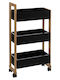 Spitishop Kitchen Trolley Wooden in Black Color 3 Slots 41x20x80cm