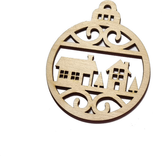 Hanging Ornament Label Wooden Beige 7.3x9cm