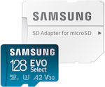 Samsung Evo Select microSDXC 128GB Class 10 U3 V30 A2 UHS-I με αντάπτορα