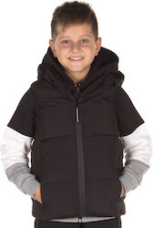 Zakcret Kids Casual Jacket Sleeveless short Hooded Black