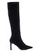 Wildleder Damenstiefel mit hohem Absatz Schwarz