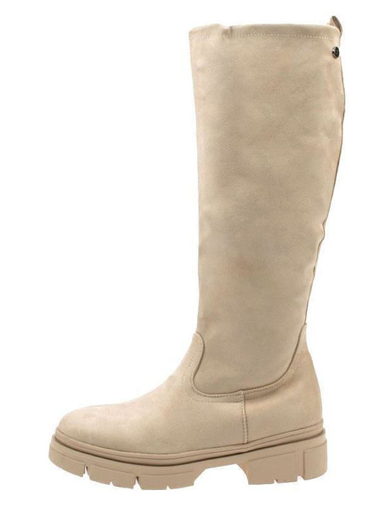 Xti Suede Γυναικείες Μπότες Μπεζ