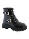 Lederne Kinderstiefel mit Reißverschluss Schwarz