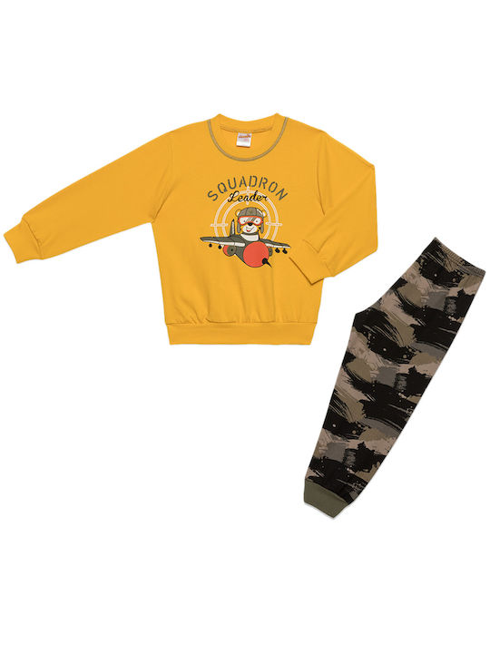 Minerva Παιδική Πιτζάμα Χειμωνιάτικη Κίτρινη Baby Squadron