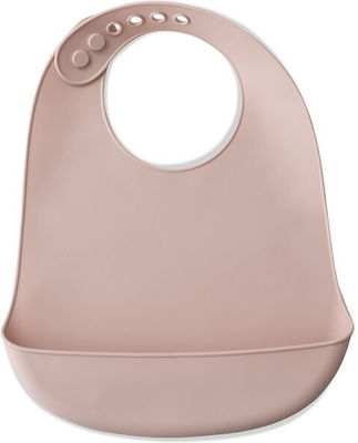 Interbaby Wasserdicht Schürze Silikon mit Taste mit Tasche Dark Pink für 0 m+ 1Stück
