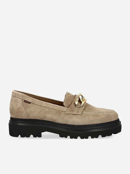 Ragazza Leather Women's Loafers in Beige Color